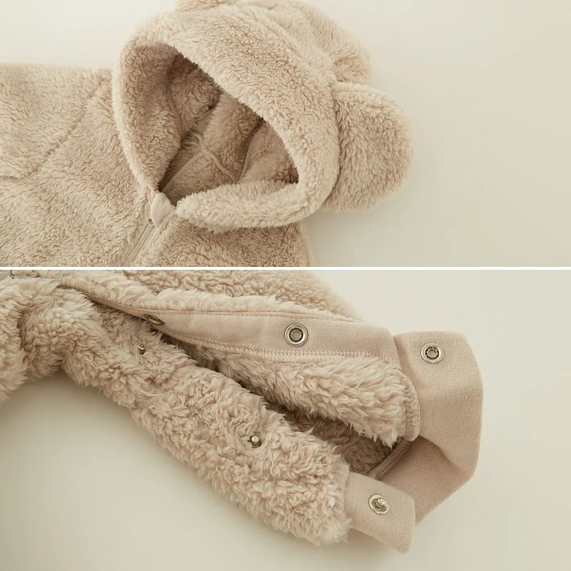 Baby Winter Bear Fleece Hooded Romper 6