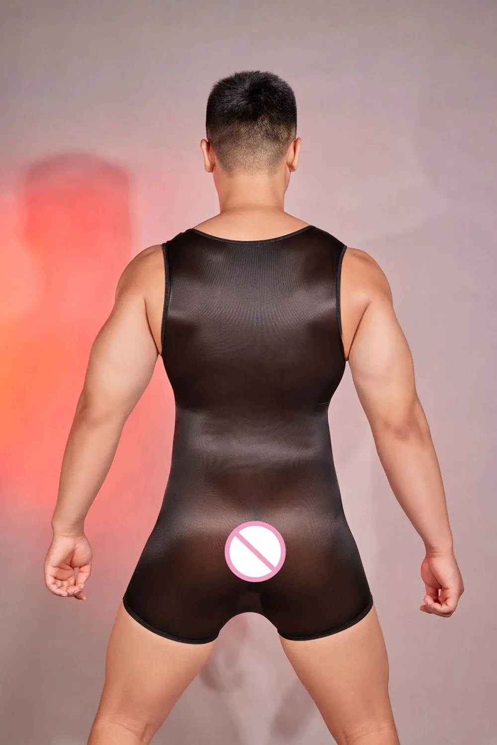 Men's Sleeveless Playsuit High Elastic Sheer Transparent Bodysuit Sexy Shiny Smooth Leotard Shapewear New Jumpsuit Man Clothing men bodysuits men jumpsuits