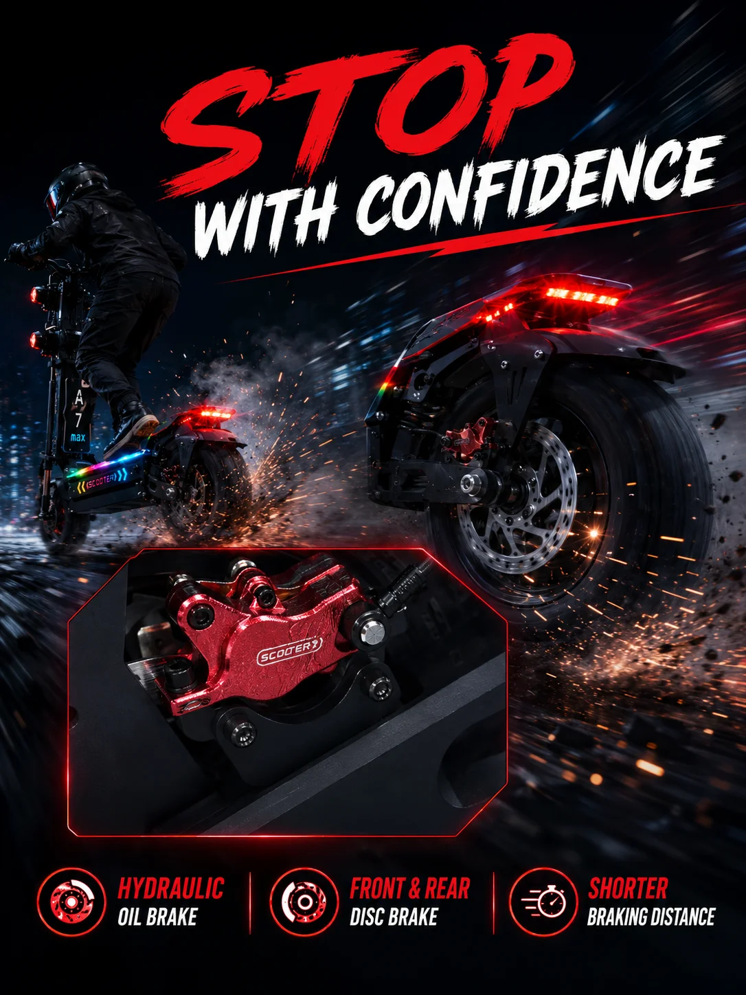 MAX 13-Inch Off-Road Electric Scooter – Dual 5000W Motors, 72V 50Ah Battery, High-Performance Adult E-Scooter for Extreme Riding 6
