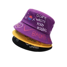 

Graffiti Casual Fisherman Hat Summer Outdoor Sun Hat Female Street Bucket Hat Women's Summer Panama Cartoon Hip Hop Caps