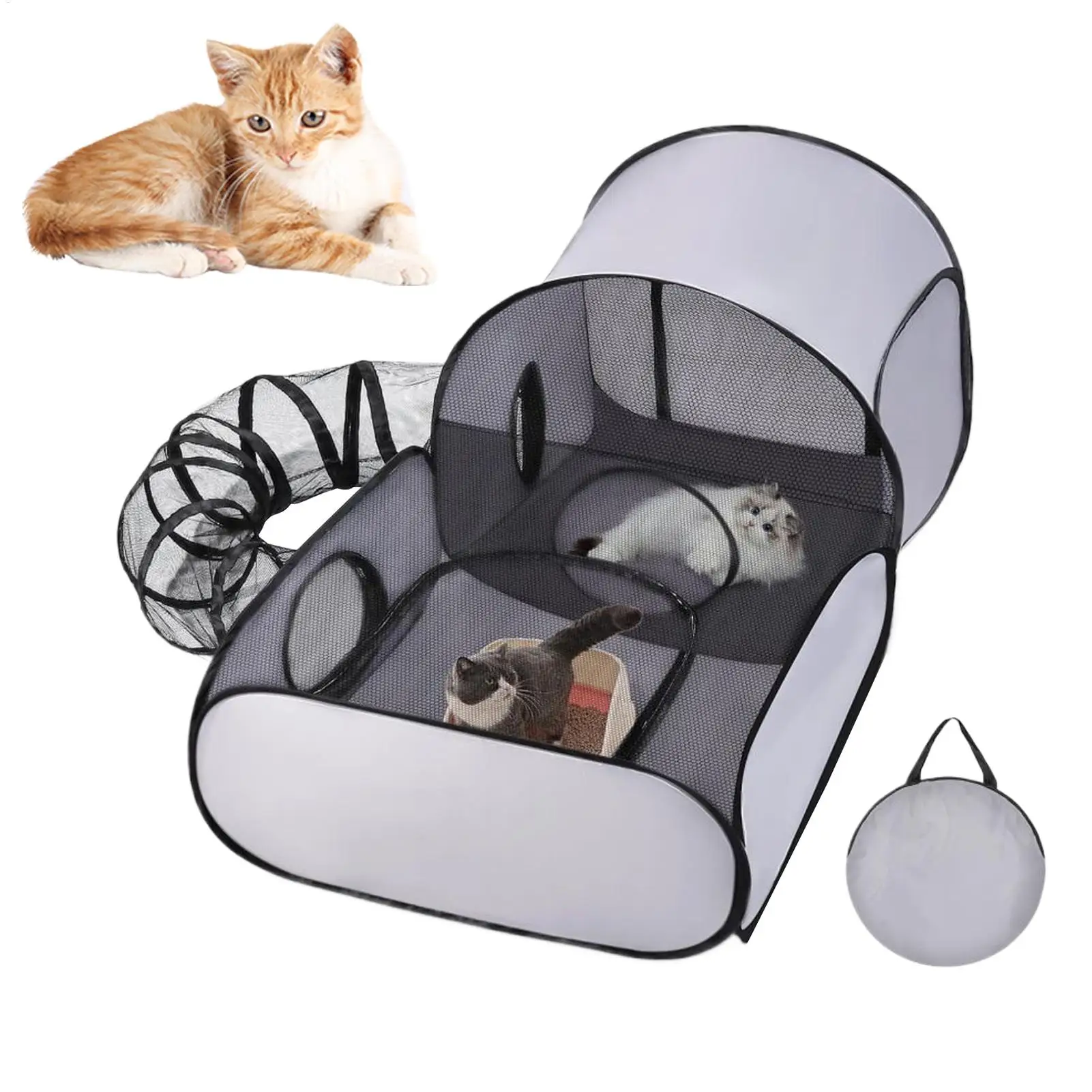 Outdoor Cat Play Pen Dog Playpen Cat House Tent Foldable Enclosure House Interactive Toys Playground for Cats Small Animals