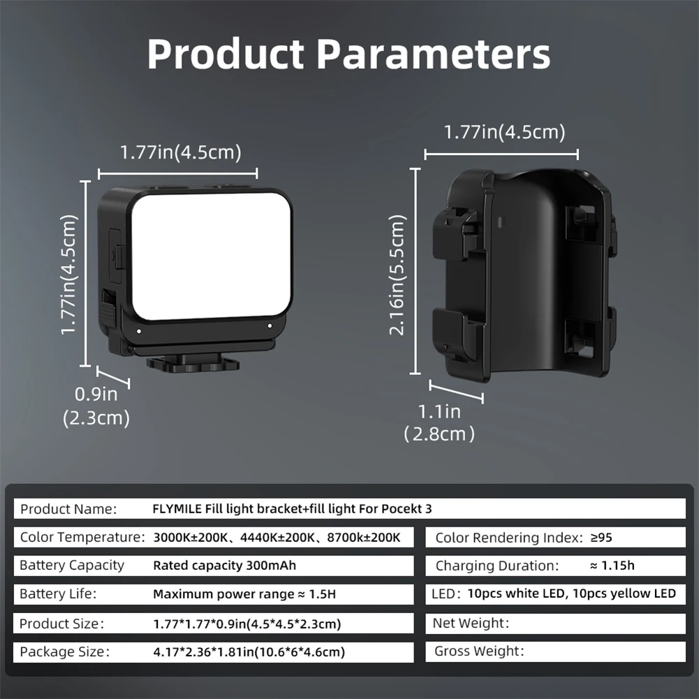 Magnetic Fill Light LED Video Light for DJI Osmo Pocket 3 (1 Fill Light)