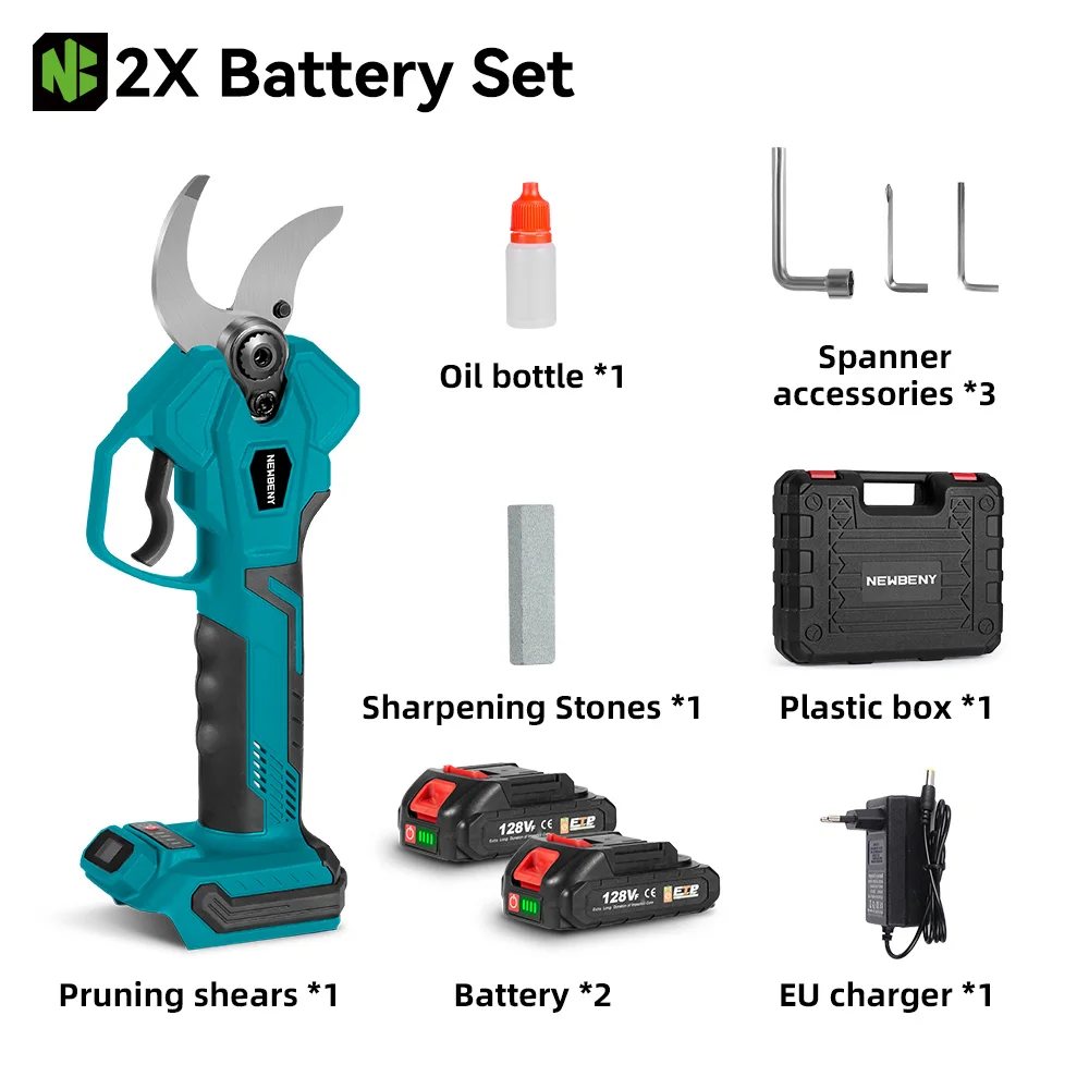 NEWBENY4 tijeras de podar eléctricas sin escobillas, tijeras eléctricas de 45MM, cortador de ramas de árbol, herramienta podadora para batería de 21V y 18V