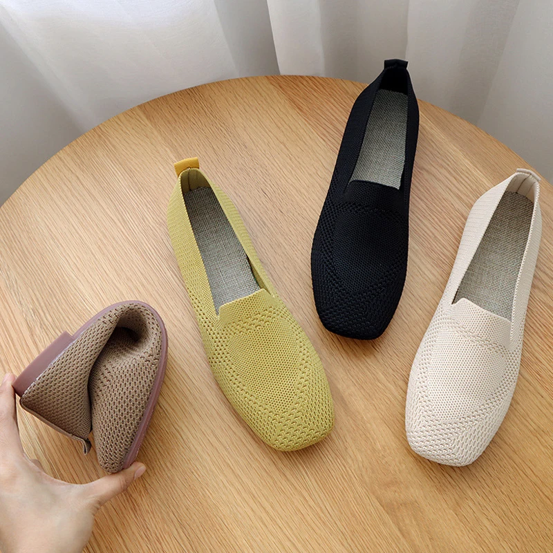Women Loafers Women Ballet Flats Square Toe Daily Loafers Breathable Flats Driving Shoes Sneakers Boat Shoes