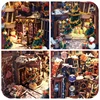 DIY Book Nook Wooden Miniature Model Kit Christmas Bookend Assembled 3D Puzzle Light Bookshelf Crafts Home Decor Friends Gifts 5