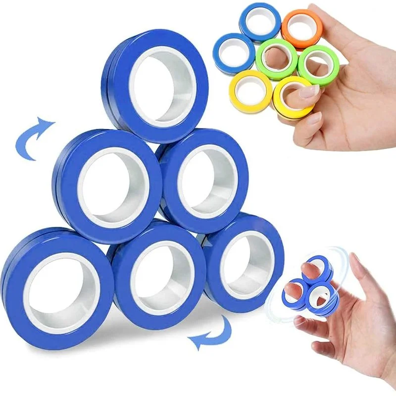 

3Pcs/set Magnetic Ring Rotating Fingertip Spinning Relief Fidget Toys Fidget Spinner Anxiety Stress Reliever for Adults Children