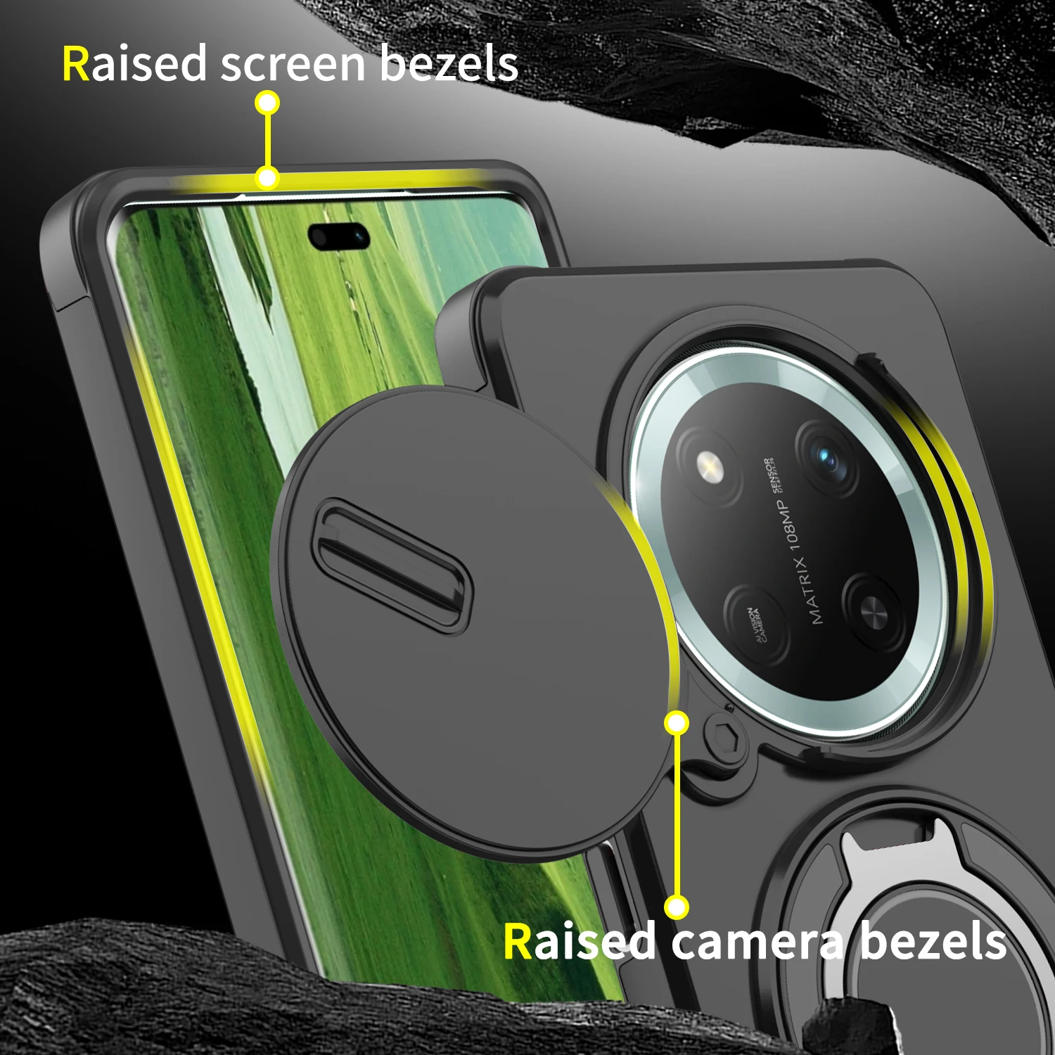 Enhanced Armor Case with Magnetic Bracket and Lens Protection - Shockproof Cover