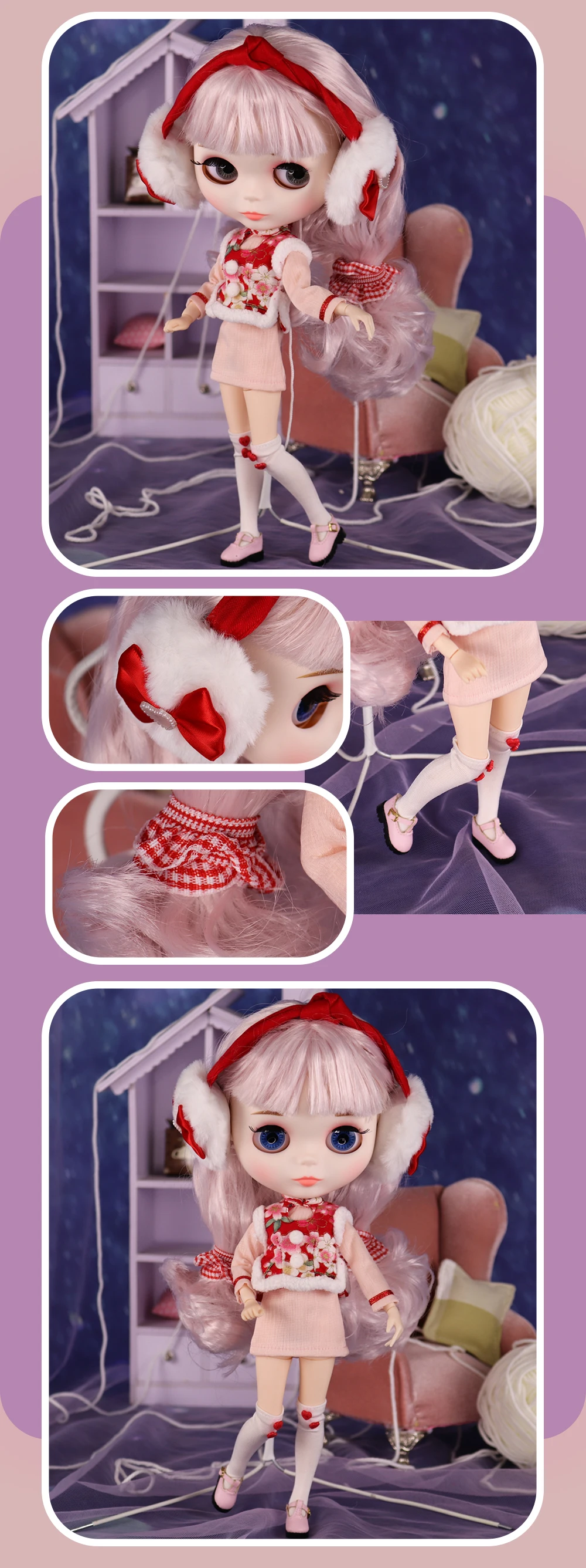Kritzeleien in Hülle und Fülle ooak eisig dbs blyth Puppe geschnitzte Lippen mattes Gesicht bjd azone anime girl – Detail 6