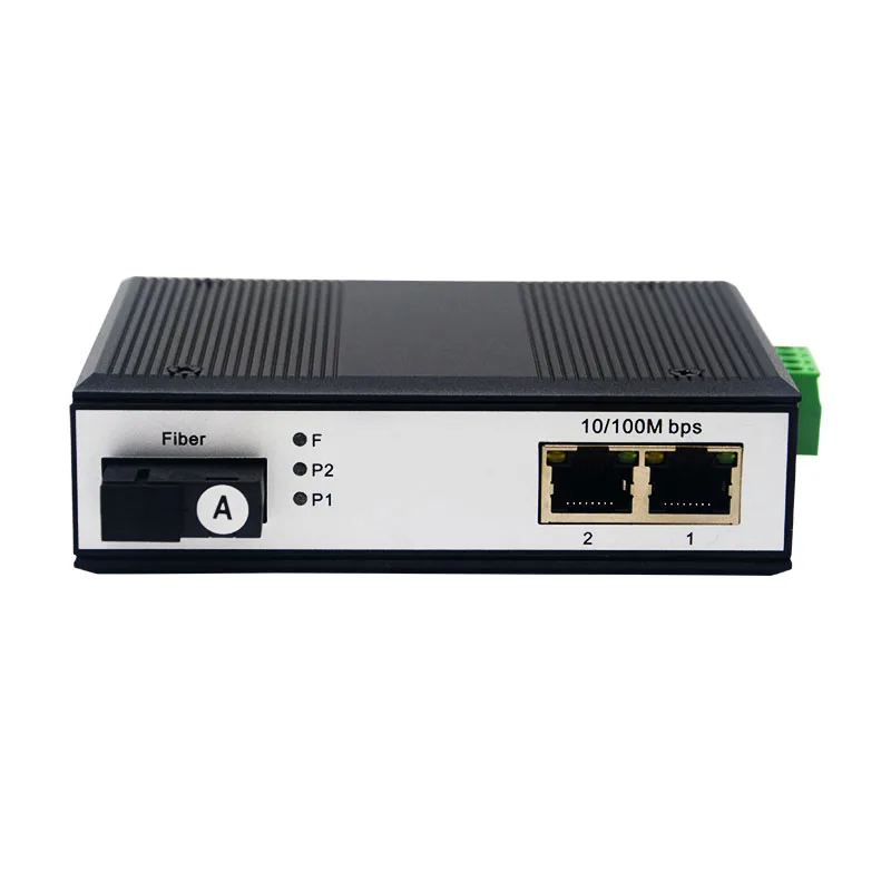 PINWEI Industrial Din-rail Fast Ethernet Fiber Optic Media Converter with 2 10/100Mbps RJ45 POE Port 1 Optical Port