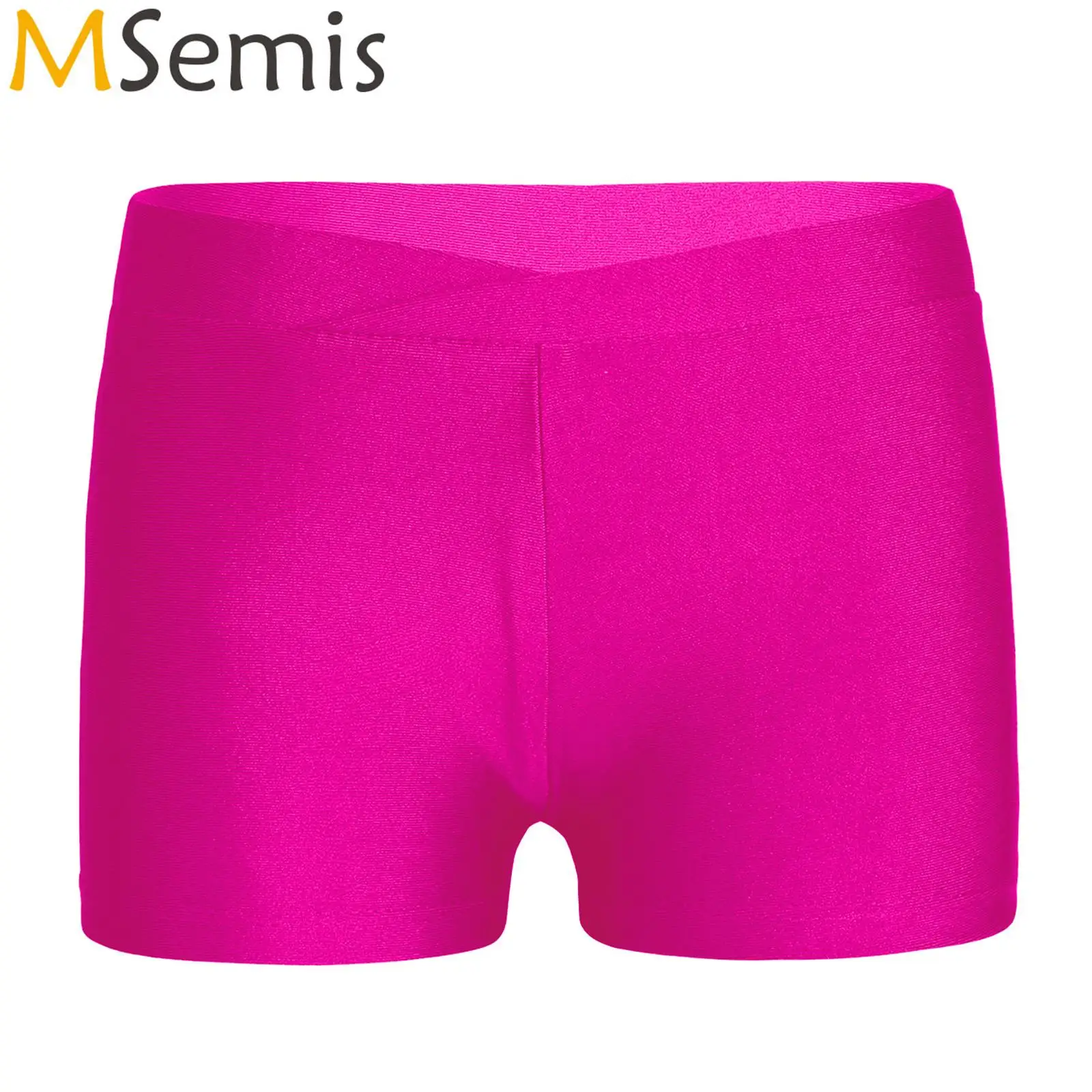 

Kids Girls Shorts Ballet Underwear Stretchy V-front Waistband Shorts Bottoms for Dance Sports Gymnastic Workout Tight Shorts