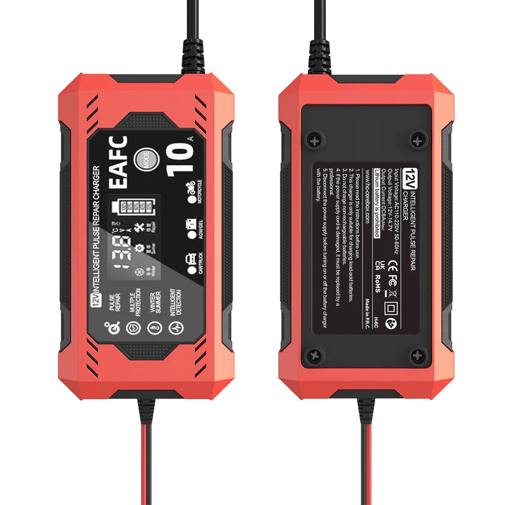 Auto-Akku-Ladegerät 12V 8a 10a Touchscreen Puls Reparatur Digital-LCD-Display intelligentes Schnell ladegerät für Auto-Motorrad – Detail 10