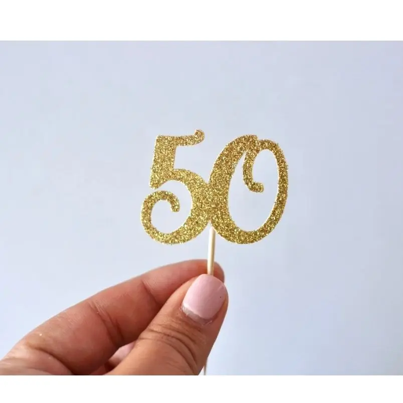 24 Pezzi Glitter Birthday "50" Age Toppers, 50Th Birthday, Happy 50Th, Fabulous 50, Fifty Cupcake, 50 Cupcake Toppers, Gold 50, 50T