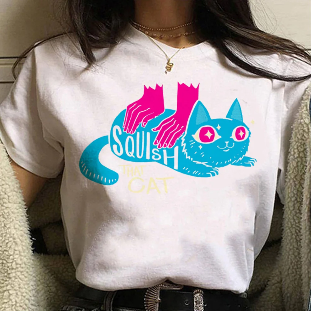 

Squish that Cat t-shirts women graphic top female harajuku graphic funny clothes