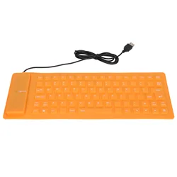 Durable Lightweight USB Wired Silicone Keyboard - Portable & Silent Typing Experience (Orange)