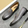 ITALIAN MEN LOAFERS SHOES GRAY HANDMADE SLIP ON TASSEL LOAFERS WEDDING OFFICE SHOES REAL LEATHER CASUAL DRESS MEN SHOES 5