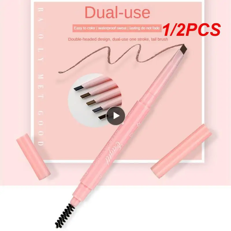 

1/2PCS Natural Shaping Triangular Eyebrow Pencil Unibrow Double-ended Does Not Smudge Eyebrow Brush Eyebrow Pencil
