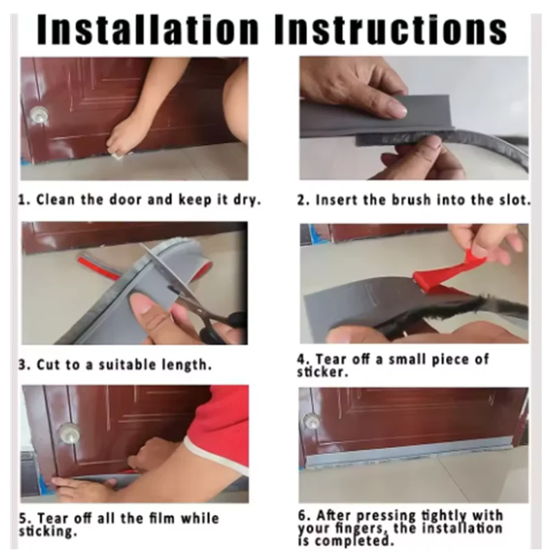Enhanced Draft Excluder Door Seal – Brush Rubber 4-In-1 Weatherproof Strip
