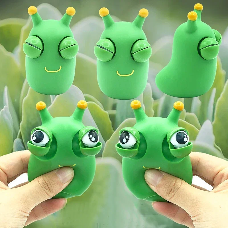 Funny Squeeze Toy Green Eye Caterpillar Pinch Toys Adult Kids Stress Relief Toy Creative Decompression Toy 2