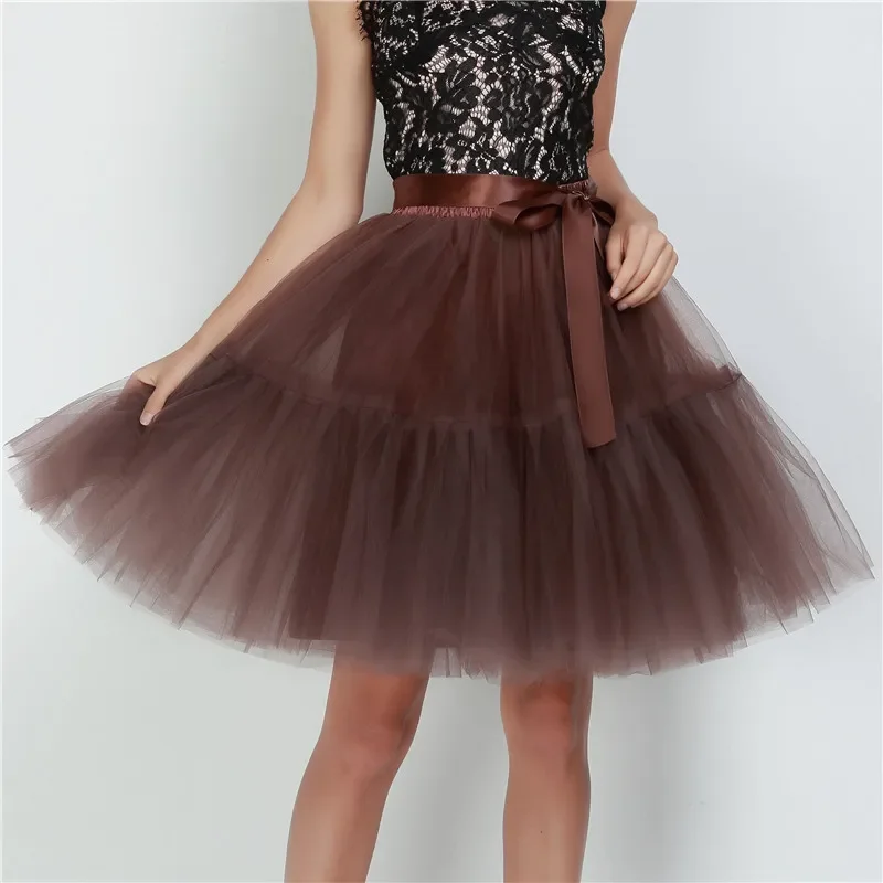 Vintage Midi Pleated Skirt Petticoat 5 Layer Tulle Skirts Womens Lolita Bridesmaid Elegant Meshes Female Banquet Clothing New