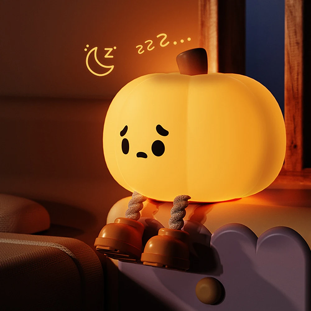 Halloween Pumpkin Night Light Cute Soft Silicone Safe Lamp Decorations Timing Dimmable Bedside Decor Kids Babies Halloween Gifts 2