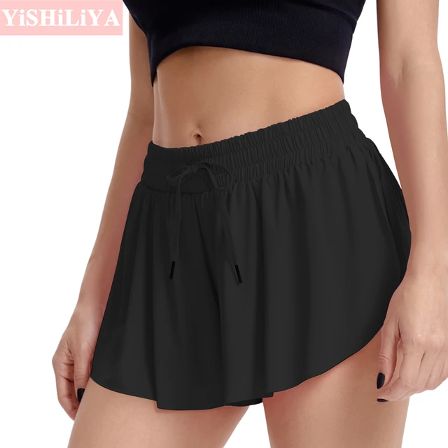 Flowy Workout Shorts Womens Gym Yoga Athletic Running Teen Girls Skort  Spandex Skirt Cute