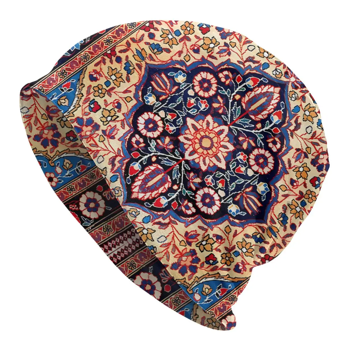 

Thin Bonnet Hats Bohemian Antique Persian Tabriz Men Women's Kashan Blue Gold Cap Street Skullies Beanies Caps