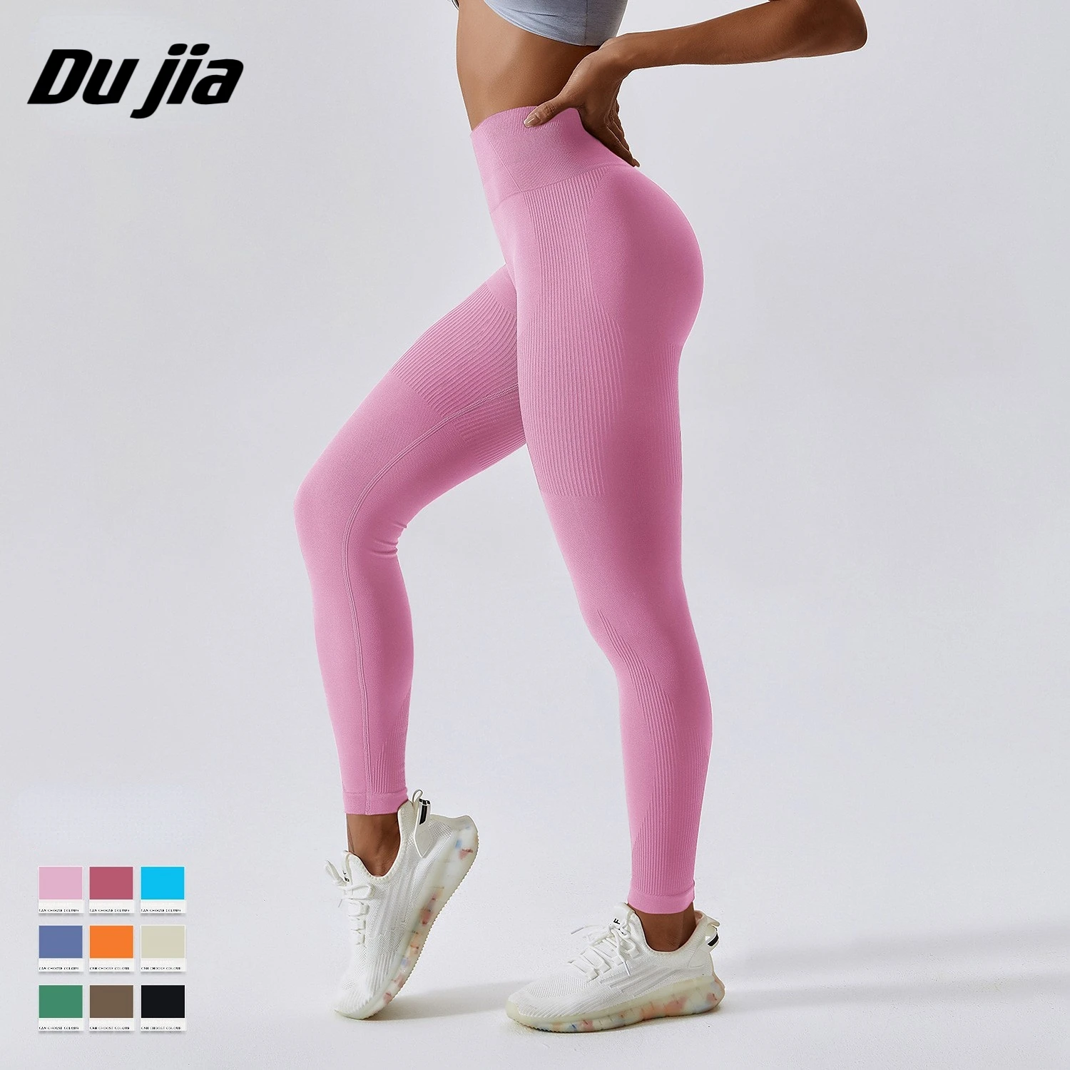 

New Fitness Women Leggings Solid High Waist Push Up Peach Ankle Length Workout Leggings Jeggings Casual Spandex Legins FemaleV
