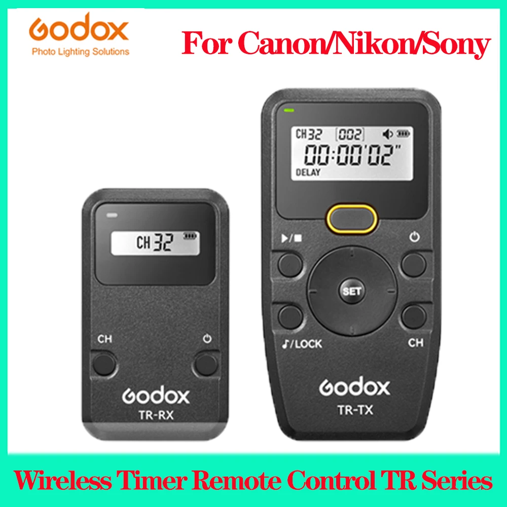 

Godox TR-C1/C3/N1/N3/S1/S3/P1/OP12 TR Series 2.4GHz Wireless Timer Remote Control for Camera Photography