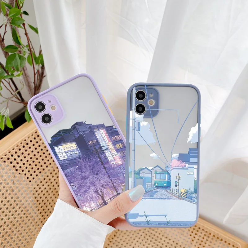 

Japanese Anime Street View Scenery Phone Case for IPhone 15 14 13 12 11 Pro Max Cover for IPhone X XR XS 15 14 7 8 Plus SE Shell