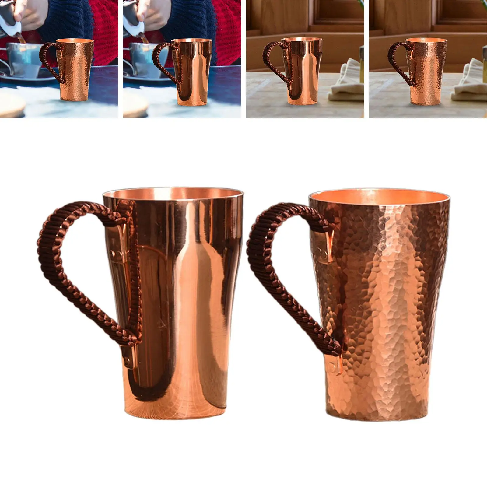 Copper Coffee Mug Moscow Mules Cup Thickened Copper Tea Mug 400ml Water Mug for Tea Milk Hot and Cold Water Beverage Hosuehold
