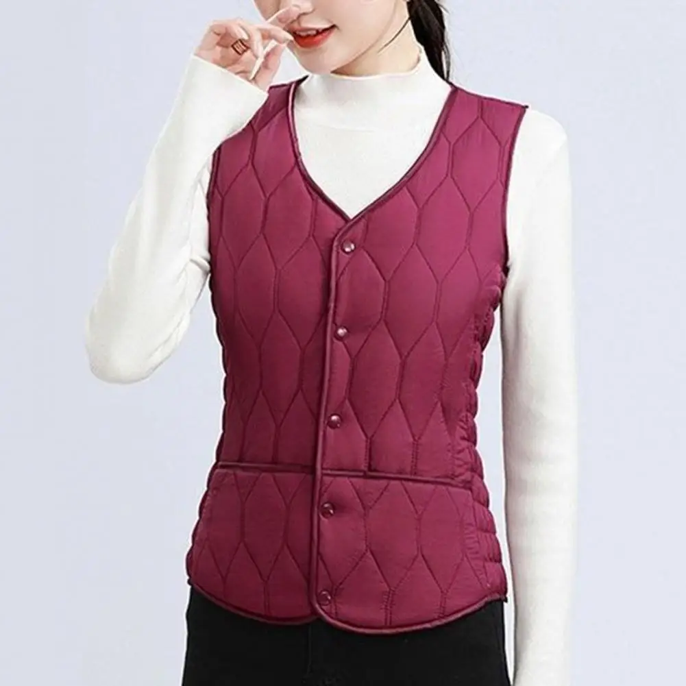 

Women Lightweight Coat Women Vest Jacket Plus Size Women's Plush Vest Coat with V Neck Pockets Warm Windproof Winter for Wear