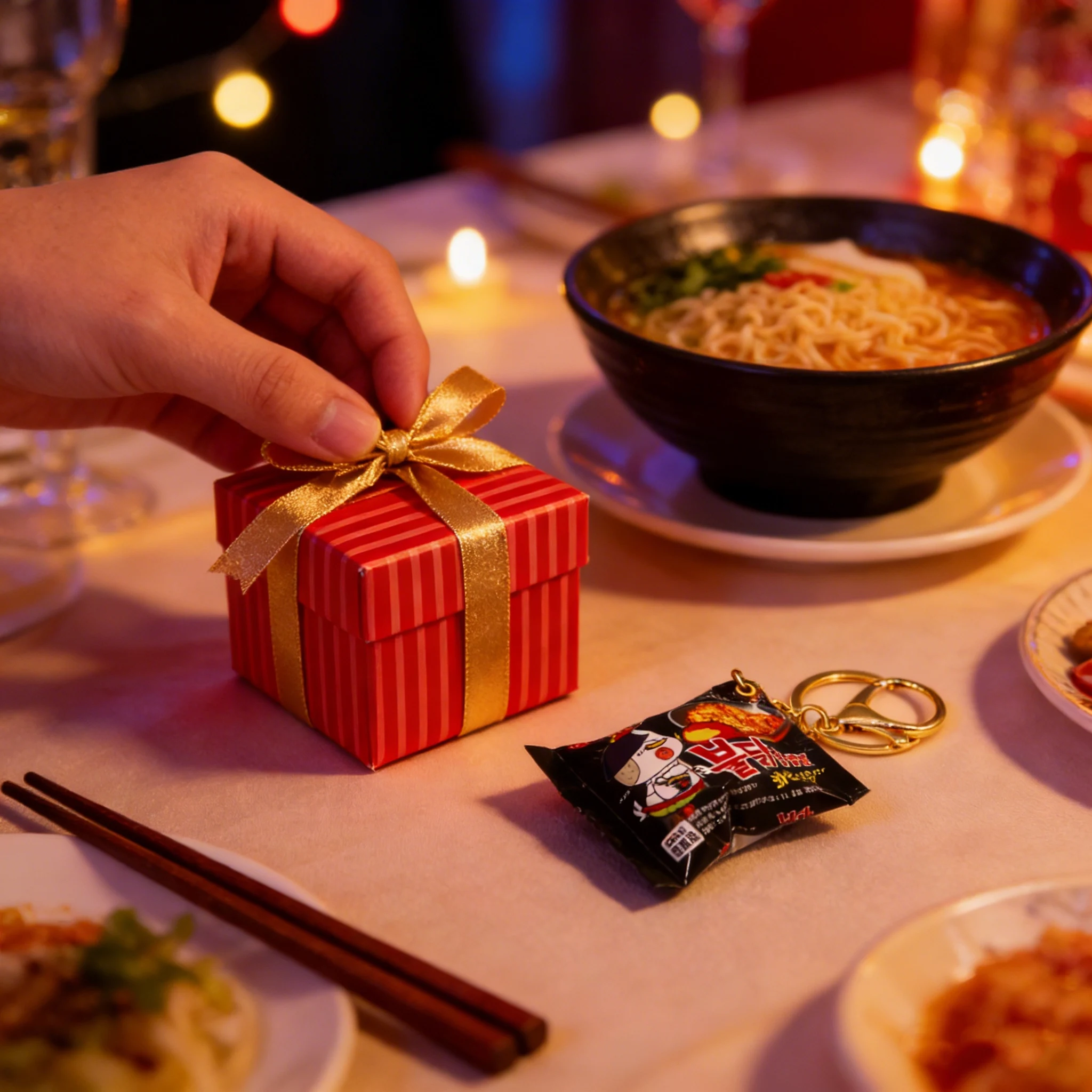 재미있는 3D 라면 열쇠고리: 자동차 열쇠용 미니어처 음식 펜던트, 독창적인 간식 장난감, 어린이와 친구들을 위한 특별한 새해 선물