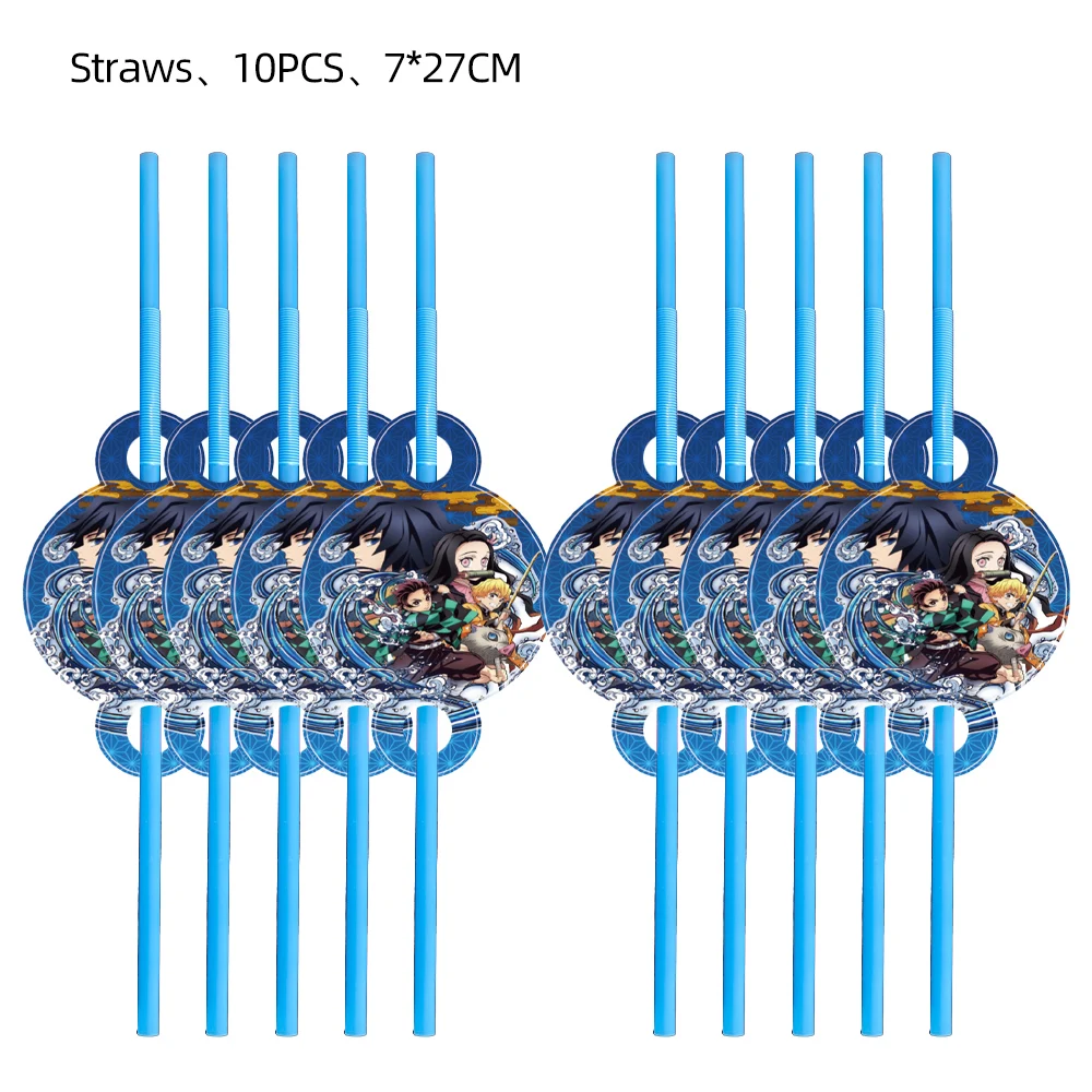 Demon Slayer Kimetsu No Yaiba Birthday Party Cutlery Plate Cup Napkin Balloon Anime Baby Shower Decoration Set Supplies