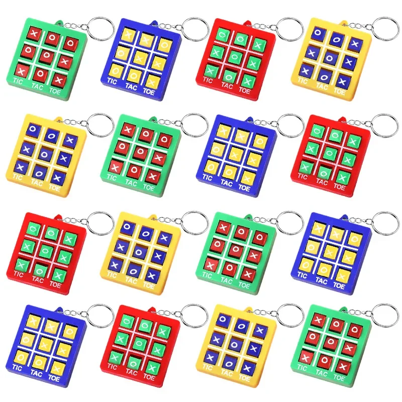 Tic Tac Toe Game Keychain Kids Educational Toy Birthday Party Favors for guest Goodie Bag Pinata Filler Classroom Prizes 4-16pcs