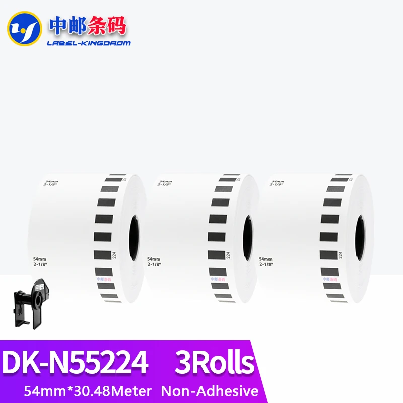 

3 Rolls Generic DK-N55224 Label Non-Adhesive 54mm*30.48M Continuous Compatible for Brother QL-700 QL-800 Thermal Printer