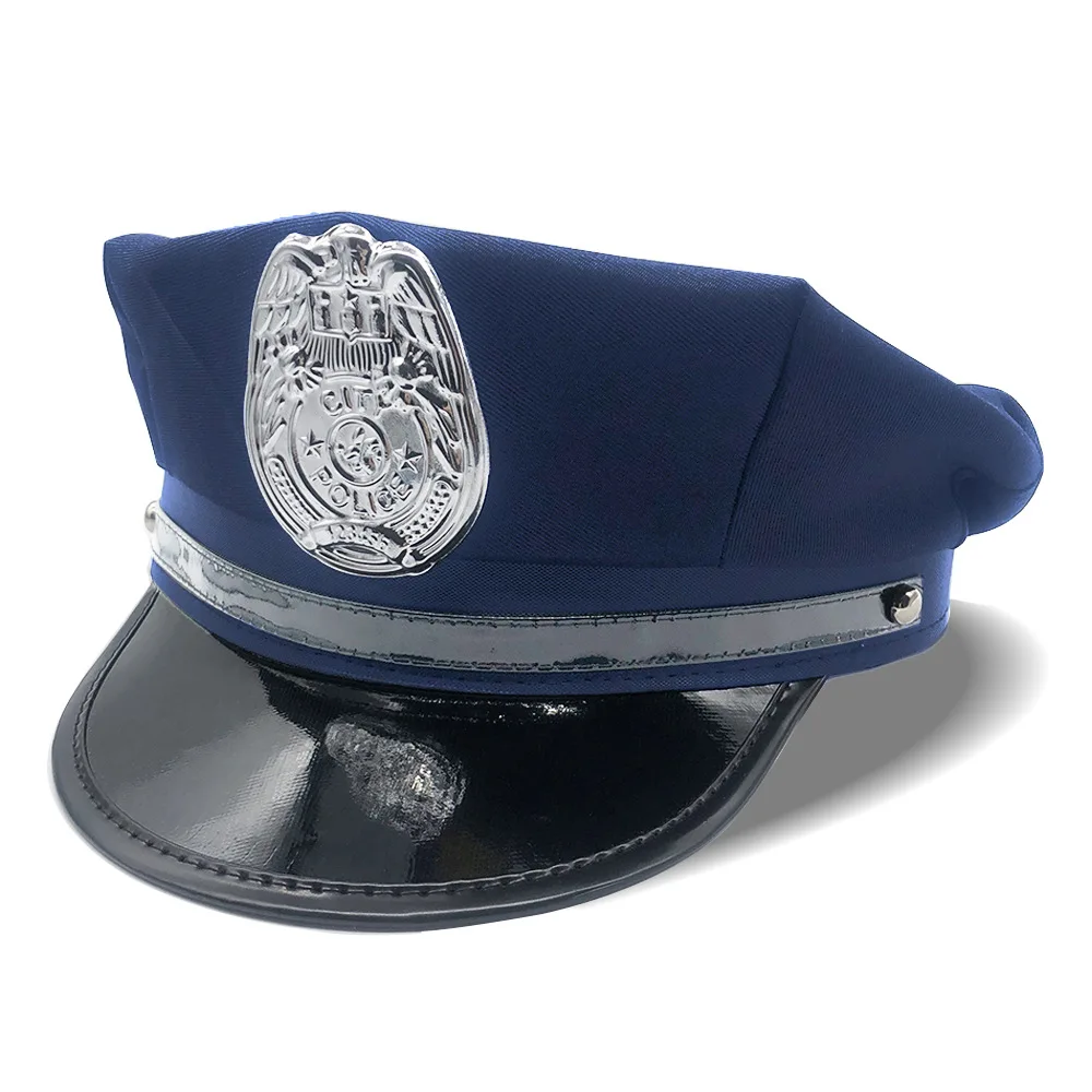 Men Women Police Hat Holiday Queuing US Octagonal Police Hats Flat Top Cosplay Uniform Halloween Performance Hat Free Shipping