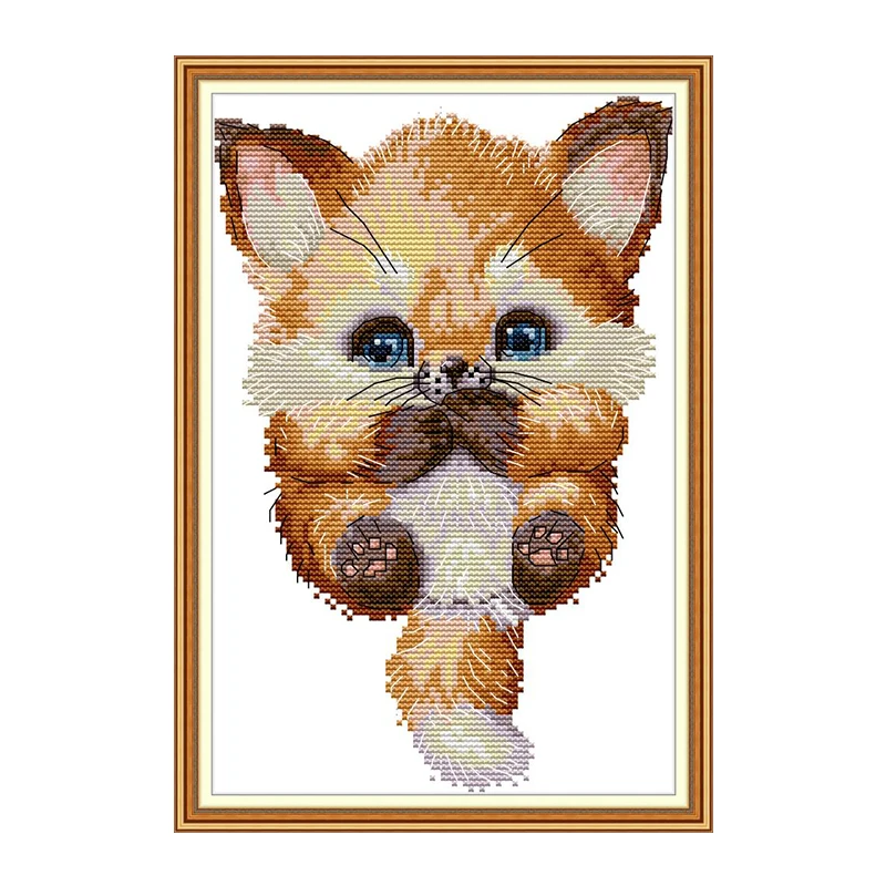 Cross Stitch Kit Cross Stitch Tools Lovely Fox cross stitch kit aida 14ct 11ct count print canvas cross stitches needlework embroidery DIY handmade