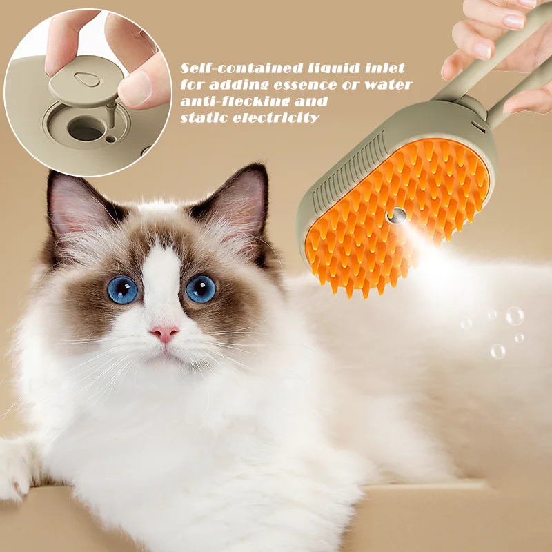 Dog And Cat Massage Brush Hair Removal Beauty Steam Comb 3-In-1 Electric Spray Grooming Anti-Splashing Pet Supplies