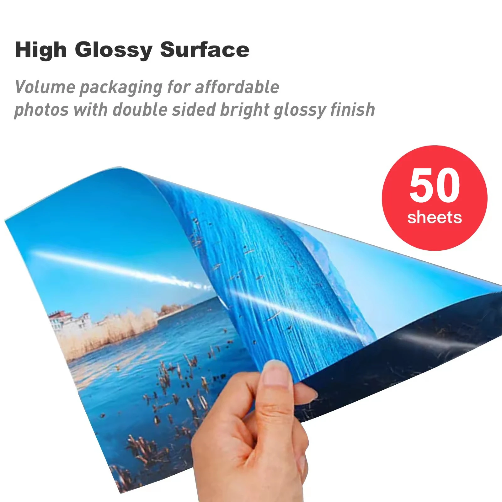 A4 양면 광택 사진 용지, 50매 160gsm 두꺼운 용지, 잉크젯 프린터와 호환 가능, 사진 및 프로젝트 전용