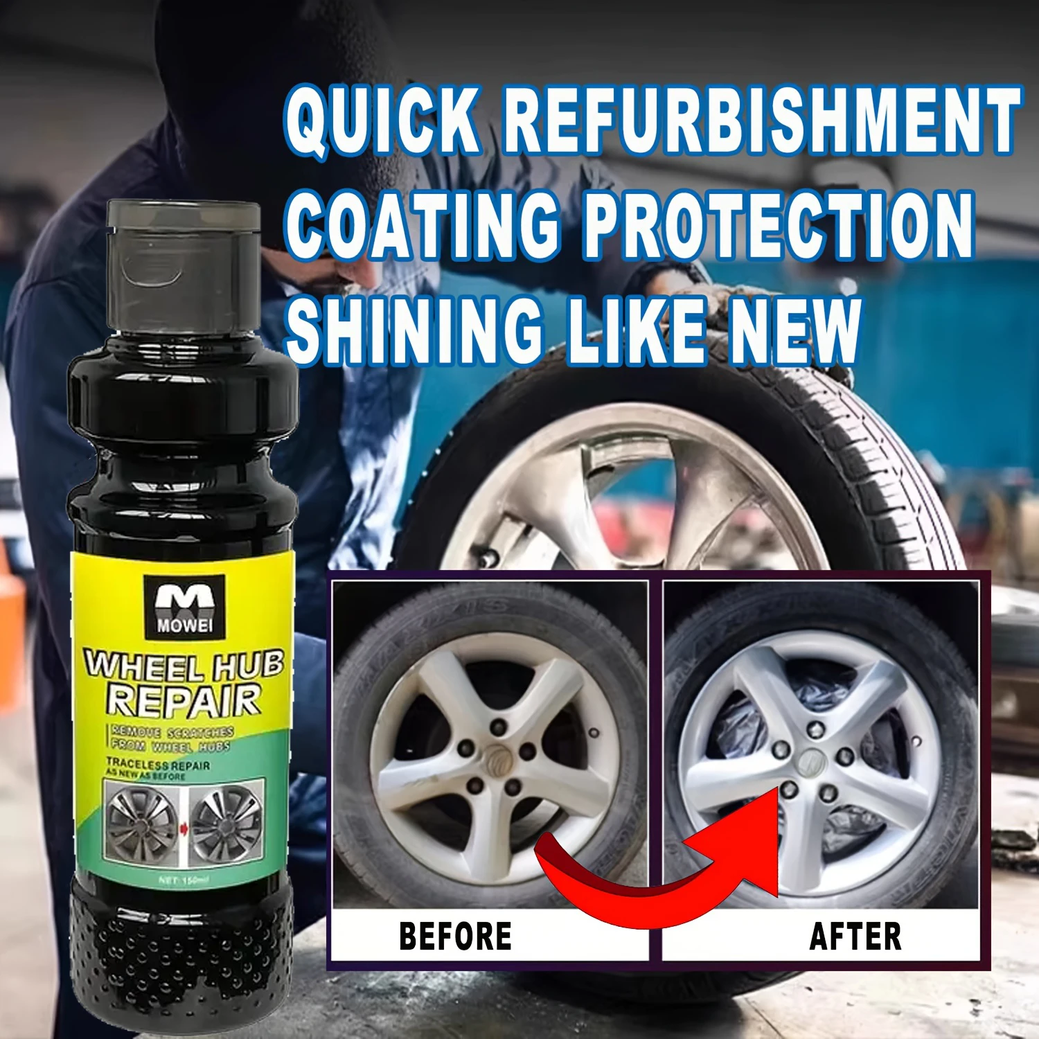 Car Wheel Chrome Repair Paste, Professional Restoration & Protection for Metal Rims, Wheel Hub Polish, Chrome Plating Agent