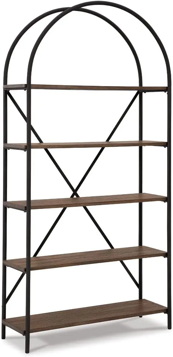 

Mixed Media Modern 5 Shelf Bookcase, Brown & Black