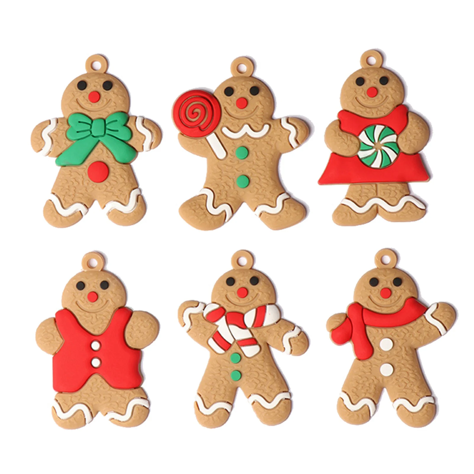 Gingerbread Man Ornaments 12Pcs For Christmas Tree Decorations Hanging Charms Figurine Holiday Pendant Decoration