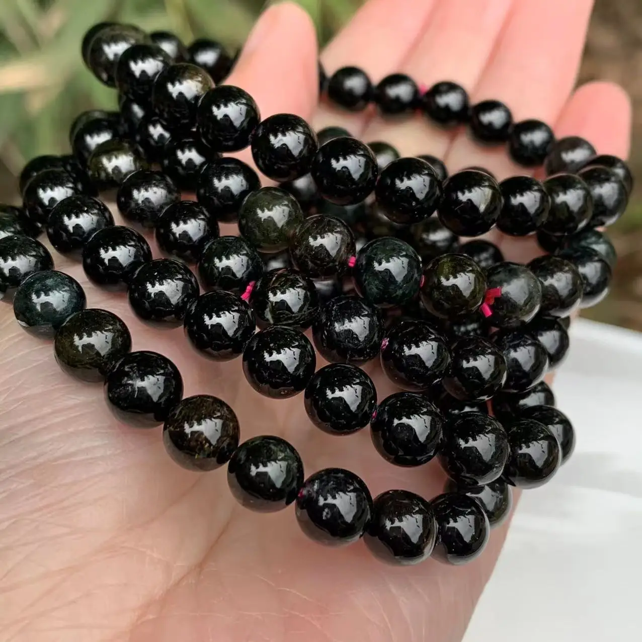 7MM Genuine Natural Tourmaline Beads Bracelet Crystal Gift Woman Round Beads Jewelry fine