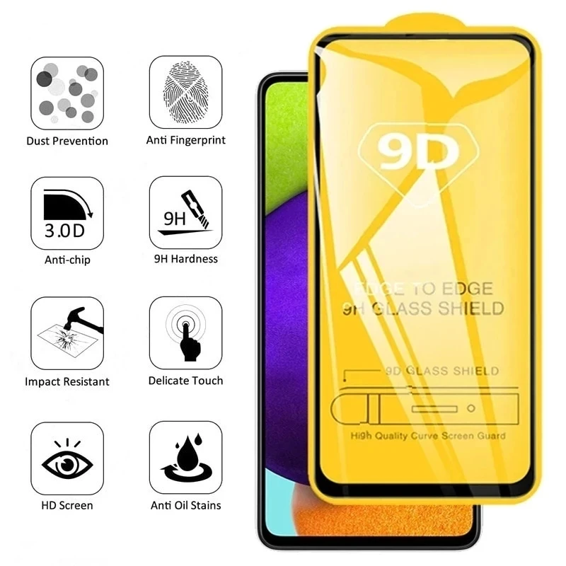 Vidrio Templado 9D para Samsung, Protector de pantalla para A54, A52, A53, A34, A33, A24, A35, A25, A13, A14, A32, A72, A22, S23 Plus, S24 Ultra, S20, S21 FE