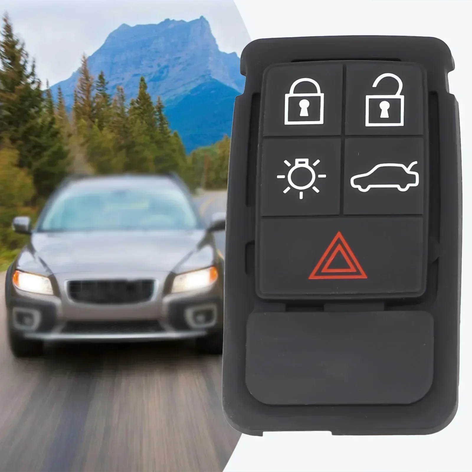 1Pc 5 Button Remote Key Fob Pads Black Rubber Car Key Housing Button Board Car Accessories For Volvo XC60 XC 70 V70 S60 S80 key case,key case cover,car key shell,car key pad