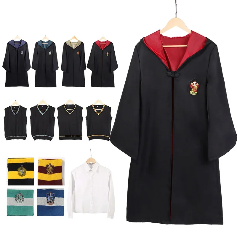 Adulto Bambini Cape Harryy Potter Cosplay Costume Magico Camicia Vestito Cosplay Vestiti Robes Hermione School Uniform Accessori