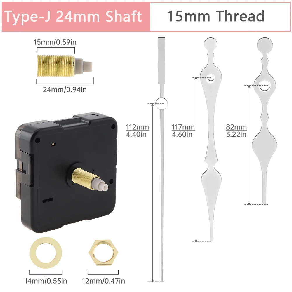 Quarz Silent Battery Powered High Torque Long Shaft Uhrwerk Ersatz für Uhr Reparatur/DIY, Wanduhr Reparatur Werkzeuge – Detail 10