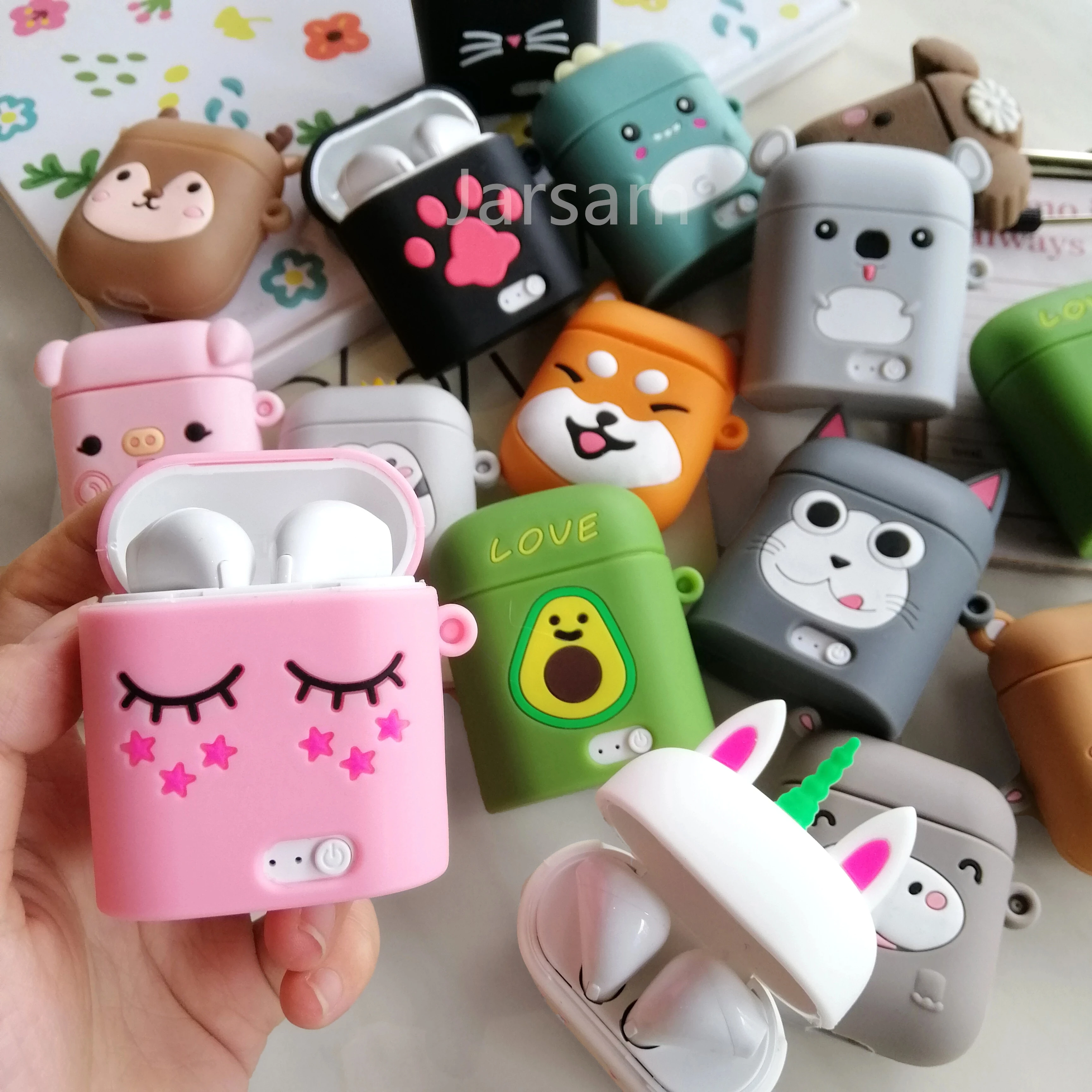 

cute TWS Bluetooth Earphone Wireless Headphones Earbuds Cartoon Handfree Headsets With Charging Box for Xiaomi Huawei Mobile