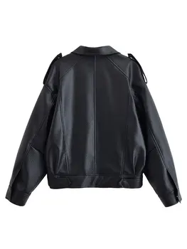 HH الخريف بولي Leather سترة جلدية للنساء موضة شارع العليا معطف جاكيتات سحاب أكمام طويلة معاطف الشتاء سيدة أبلى غير رسمية 3