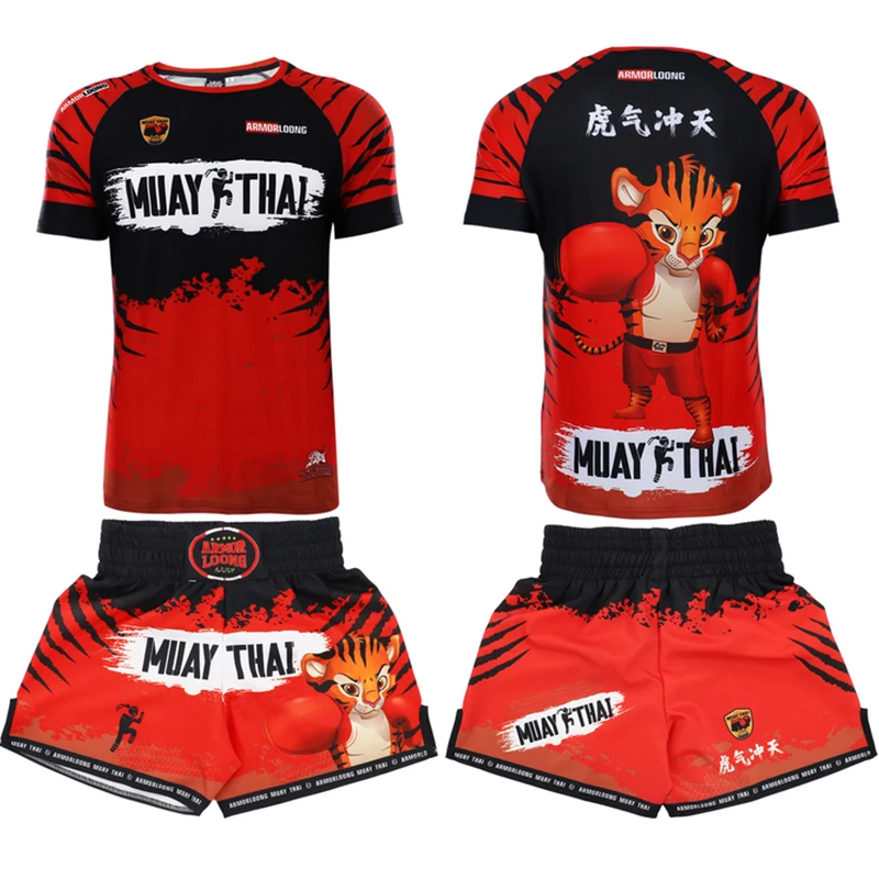 

Muay Thai Shorts Boxing T Shirt Men's Women's Kickboxing Pants Tiger MMA Shirts Sanda Jiu Jitsu Martial Arts Combat Uniform